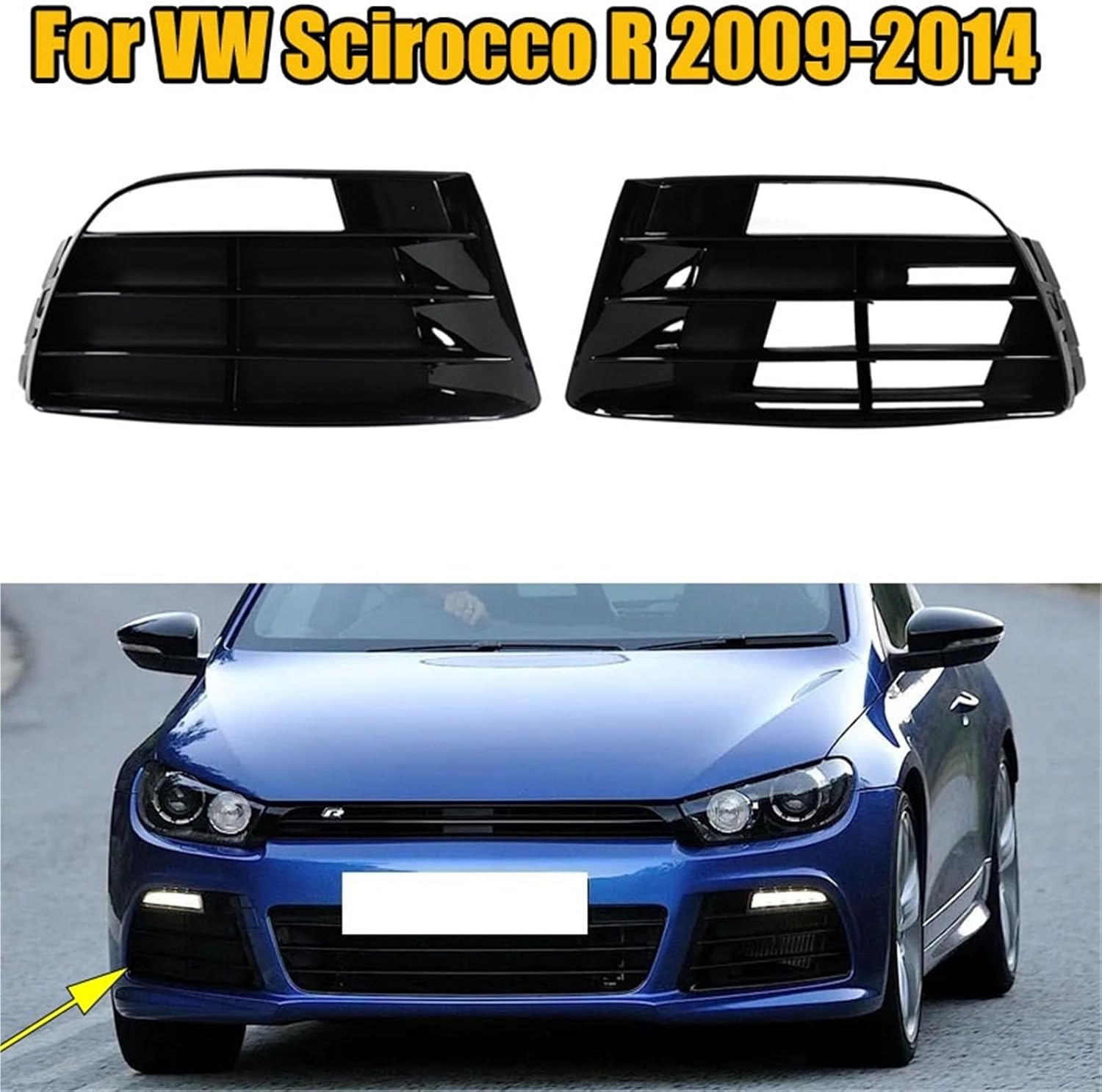 Left Right For Volkswagen VW Scirocco R 2009 2010 2011 2012 2013 2014 Car Front Bumper Fog Light Lamp Cover Grille Lower Grill(Left outside)