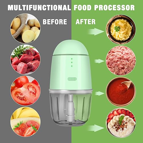 Miniatura 2 de Procesador de alimentos  Mini procesador de alimentos inalámbrico y picador de alimentos pequeño portátil para verduras, ensalada de frutas,