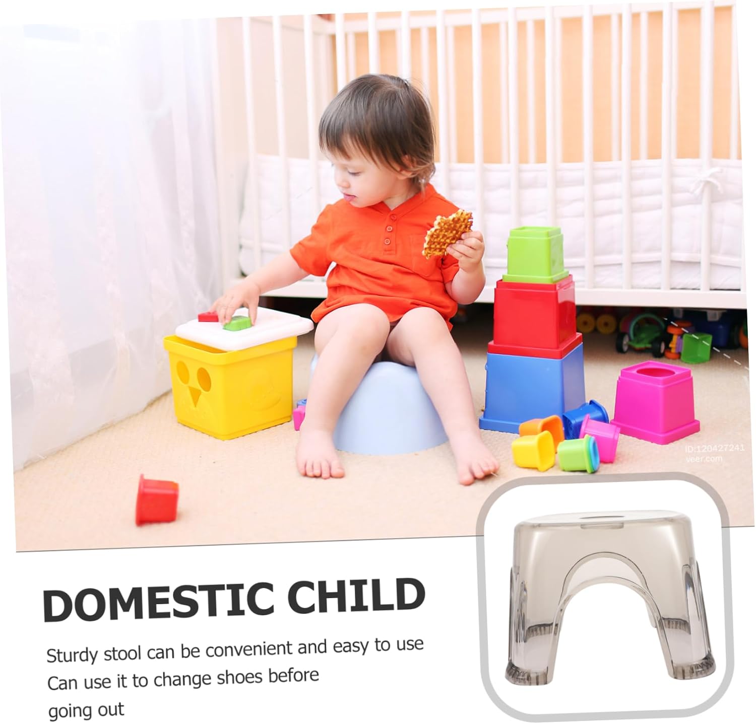 2pcs Sturdy Plastic Stool Boys and Girls Step Stool Non-Slip Surface for Household and Classroom Use