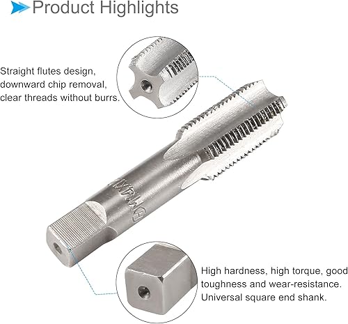 Miniatura 5 de Tapones de roscado a mano, rosca M14 x 1.25, herramienta métrica de aleación de acero, rosca inferior cónica (aplicaciones para reparación de roscas