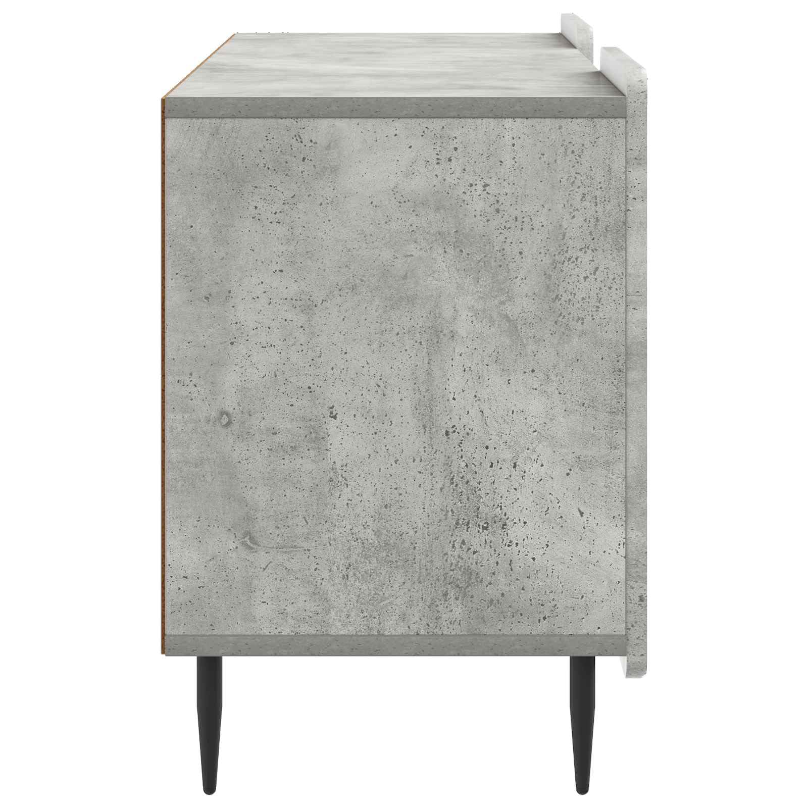 Hothingwell TV-Möbel, Holz, 102 cm, Betongrau | Drehtüren 90 °, Füße aus schwarzem Stahl, DVD-Regal, leicht zu reinigen mit feuchtem Tuch