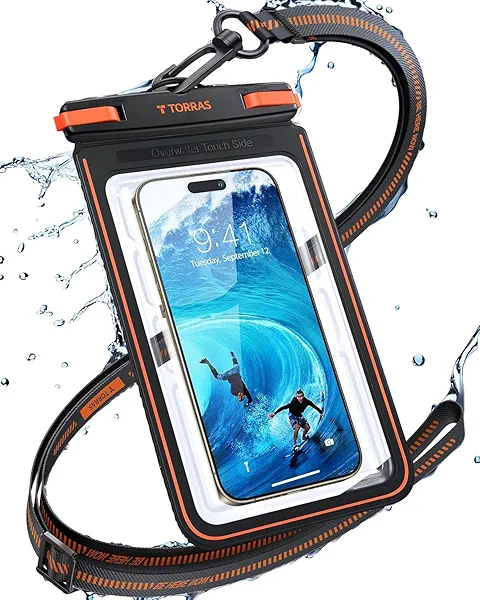 TORRAS IPX8 Waterproof Phone Pouch Floating, Underwater Screen Touchable, Water Proof Case with Lanyard for iPhone 17 Pro Max 16 S25, Cellphone Dry Bag Cruise Essentials 7.0 inch, Black