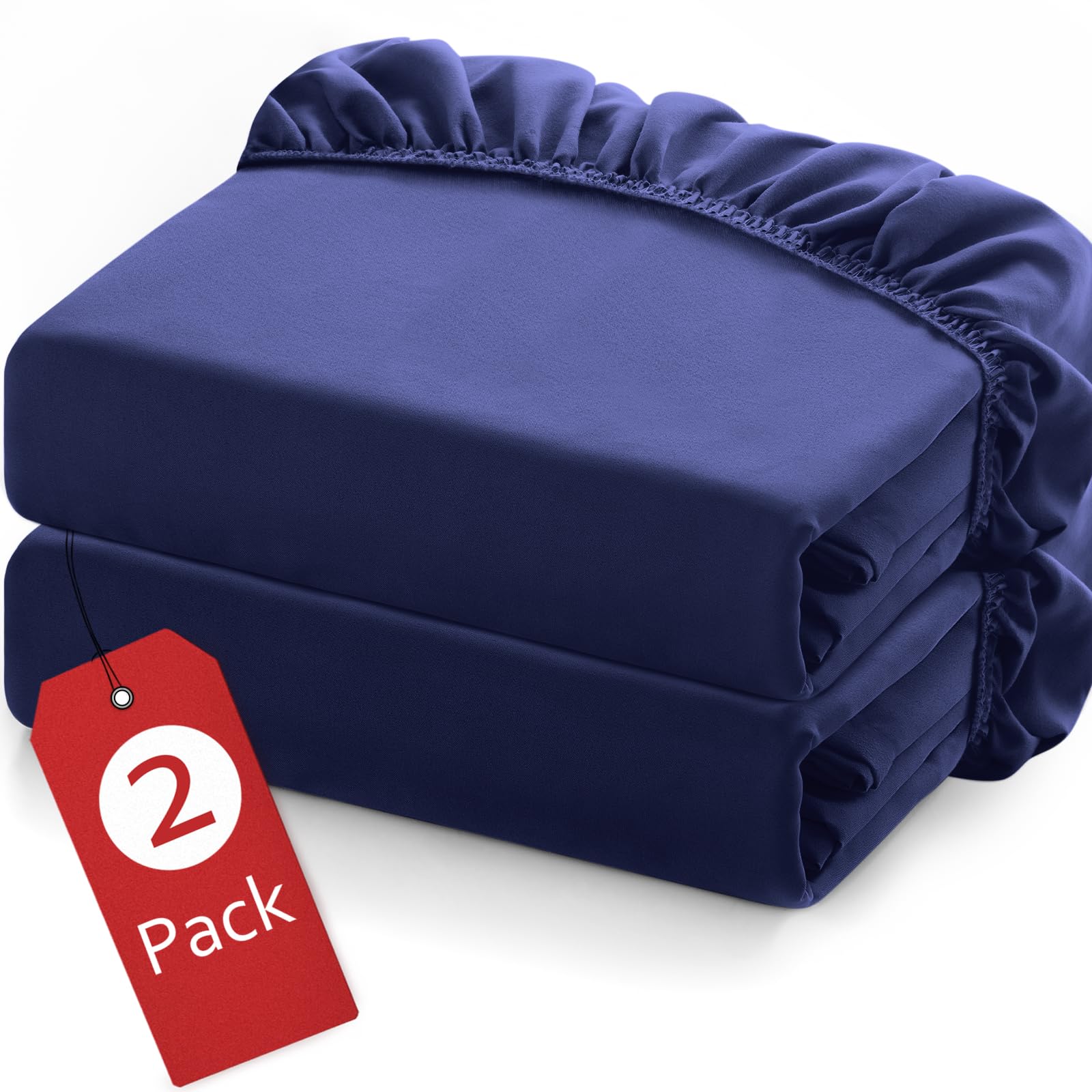Navy Twin Fitted Sheet Set - 2 Pack -1