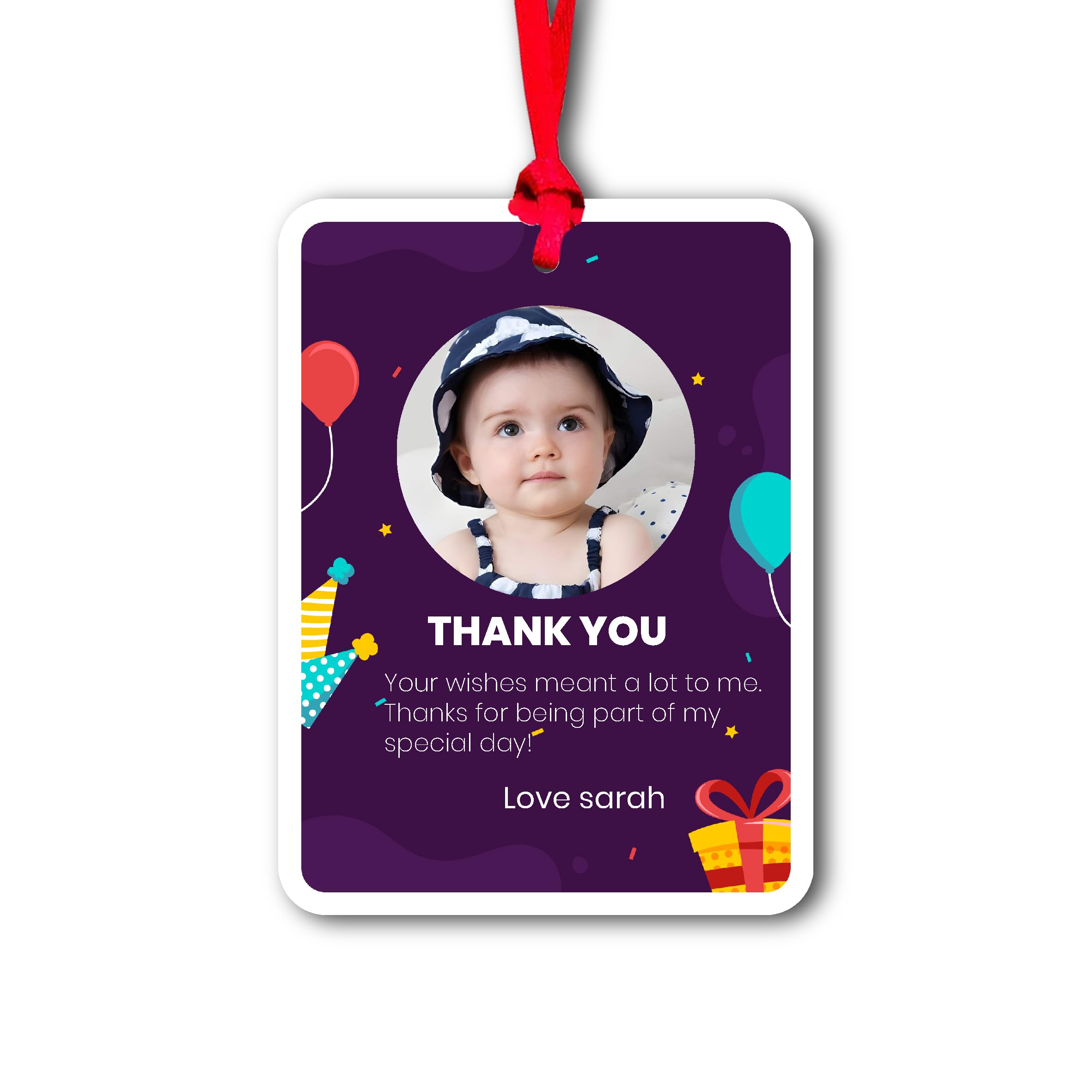 Customized Thank You Cards for Kids Birthday Return Gifts | Thanks for Coming Gift Tags with Ribbon for Kids Birthday, Baby Shower Party Supplies Decoration - Pack of 18-image-46