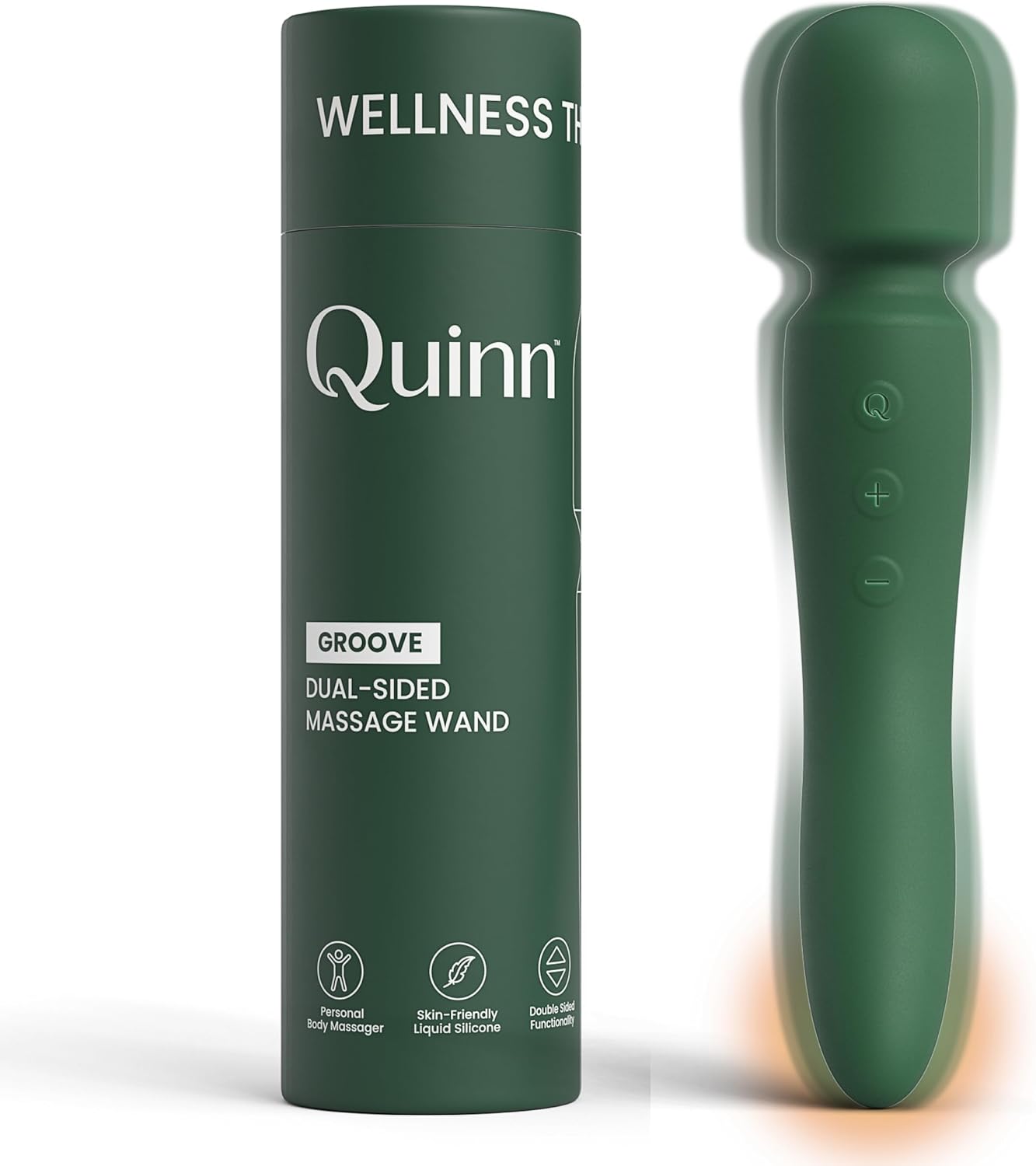 Quinn Dual-Ended Vibrator for Women – G-Spot & Clitoral Stimulator Wand with Heating, 12 Vibration Modes, 5 Speeds – Waterproof Rechargeable Silicone Sex Toy Massager – Green