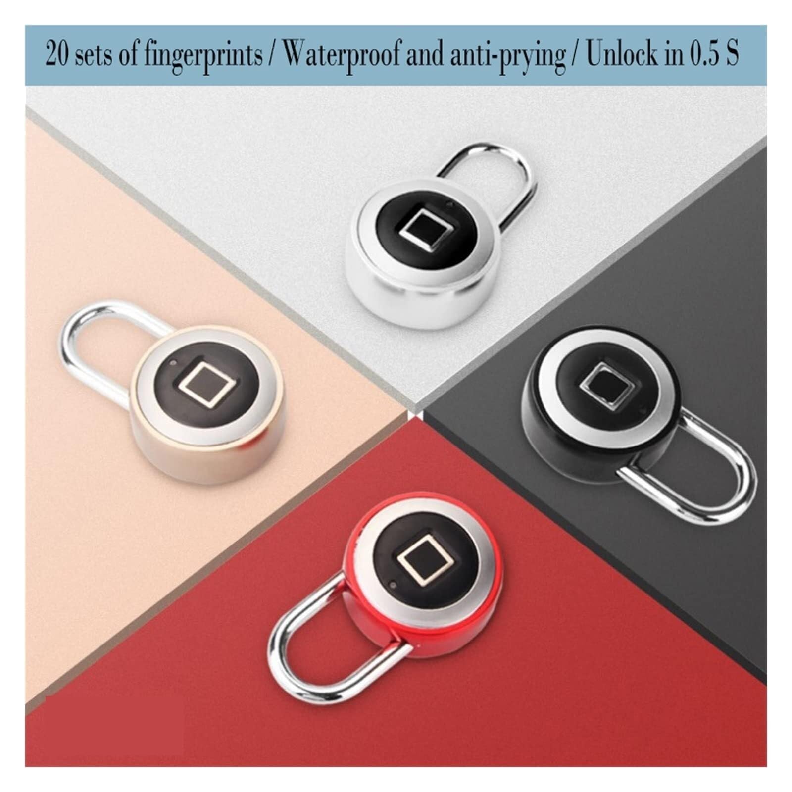 Inteligentny zamek do drzwi, Inteligentny Zamek, USB Ładowalna Kłódka Na Odcisk Palca Szybkie Odblokowanie Stop Cynkowy Metal Wysokie Bezpieczeństwo Identyfikacji Z Przodu Do szuflady, szafki(Black)