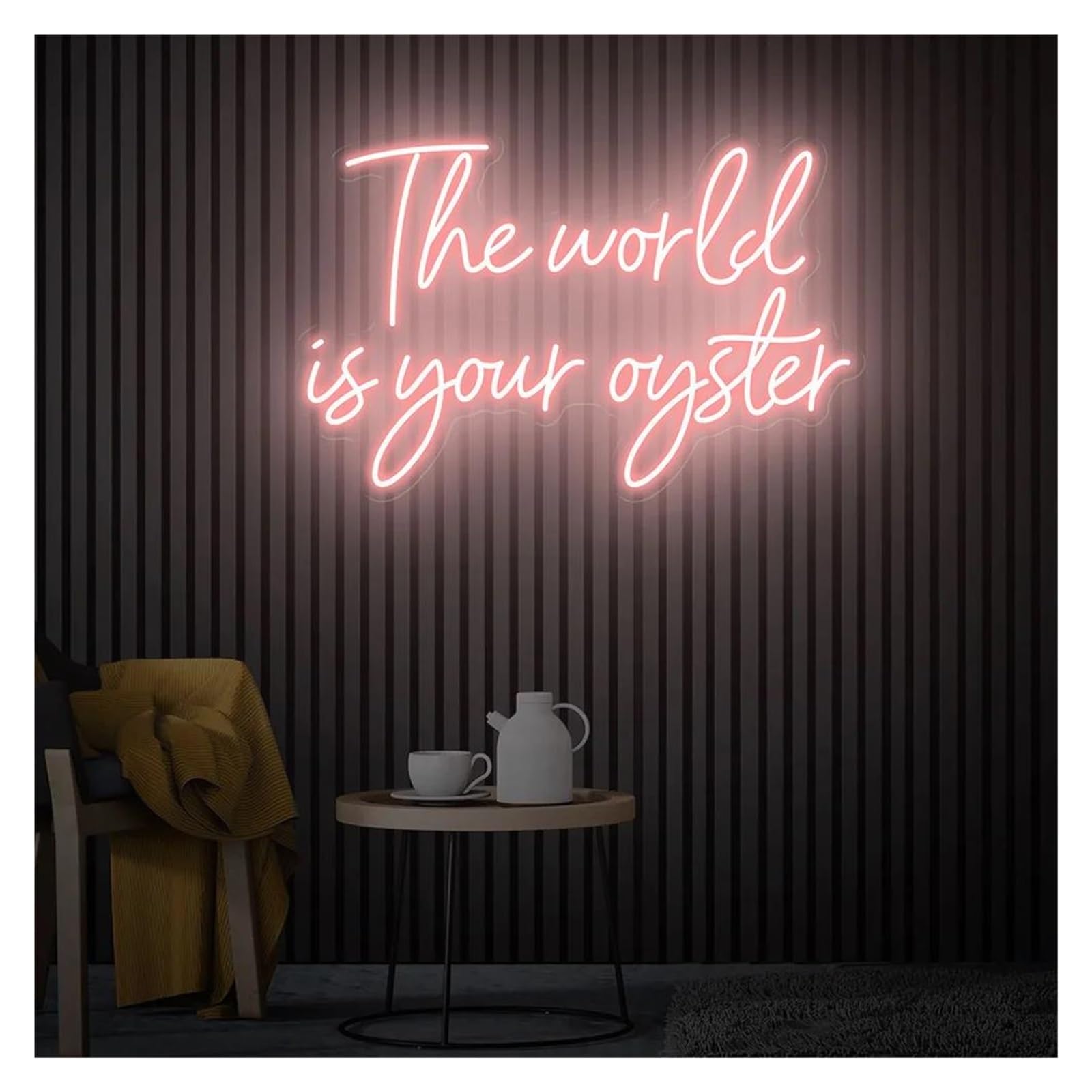 SHOUXI Sign Lamp The World is Your Oyster Neon Sign Wall Decor Office 60cm(D)