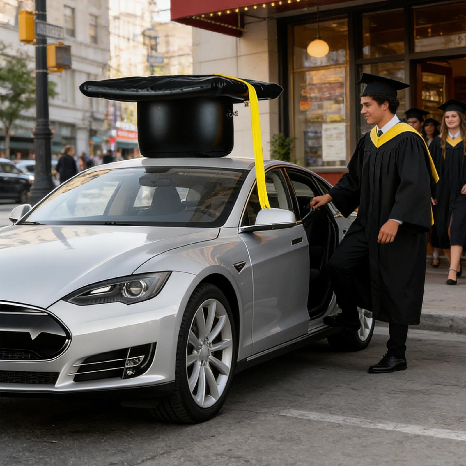Decorazione tetto auto,Cappello di laurea gonfiabile durevole in PVC,Cappello Di Laurea Gonfiabile Per Tetto Auto - Per Veicoli: Camper, Berlina, Pickup, Trattore, Camion