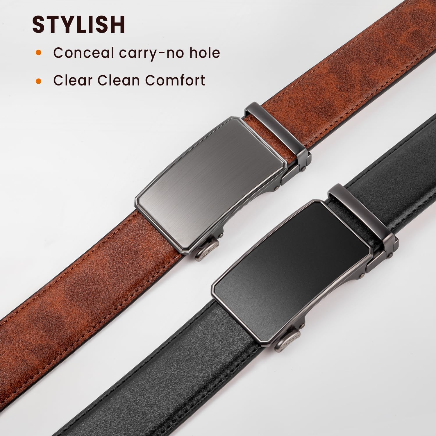 Zitahli Mens belt 2 Pack - Men Leather Belt Design for Work Business and Casual Golf Jeans-Men's Accessories Gifts for Men - Image 7