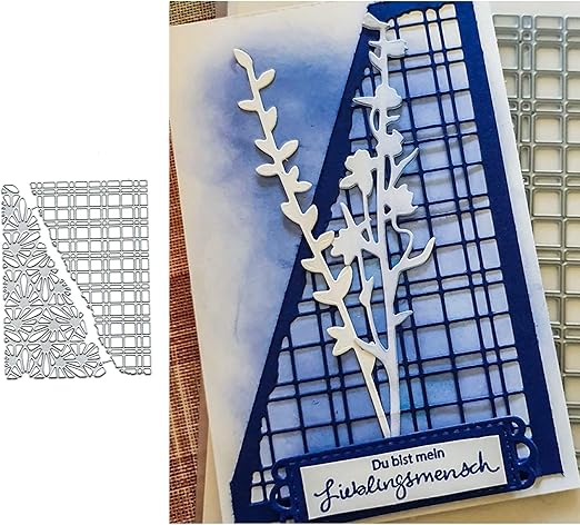 2pcs Split Card Textures Metal Die Cuts,Grid Floral Flower Leaves ...