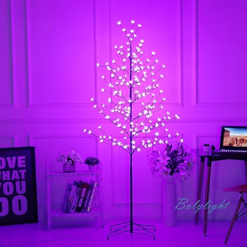 Miniatura 17 de Sakura - Luces de árbol bonsái de 6.5 pies, funciona con enchufe, 208 luces LED artificiales para dormitorio, decoración del hogar, habitación