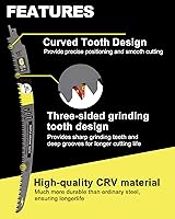 Vista 7 de Hojas de sierra recíproca de dientes japoneses de 15 pulgadas, 4 piezas, hojas de podar 6TPI con borde curvado para madera, corte de árboles, se