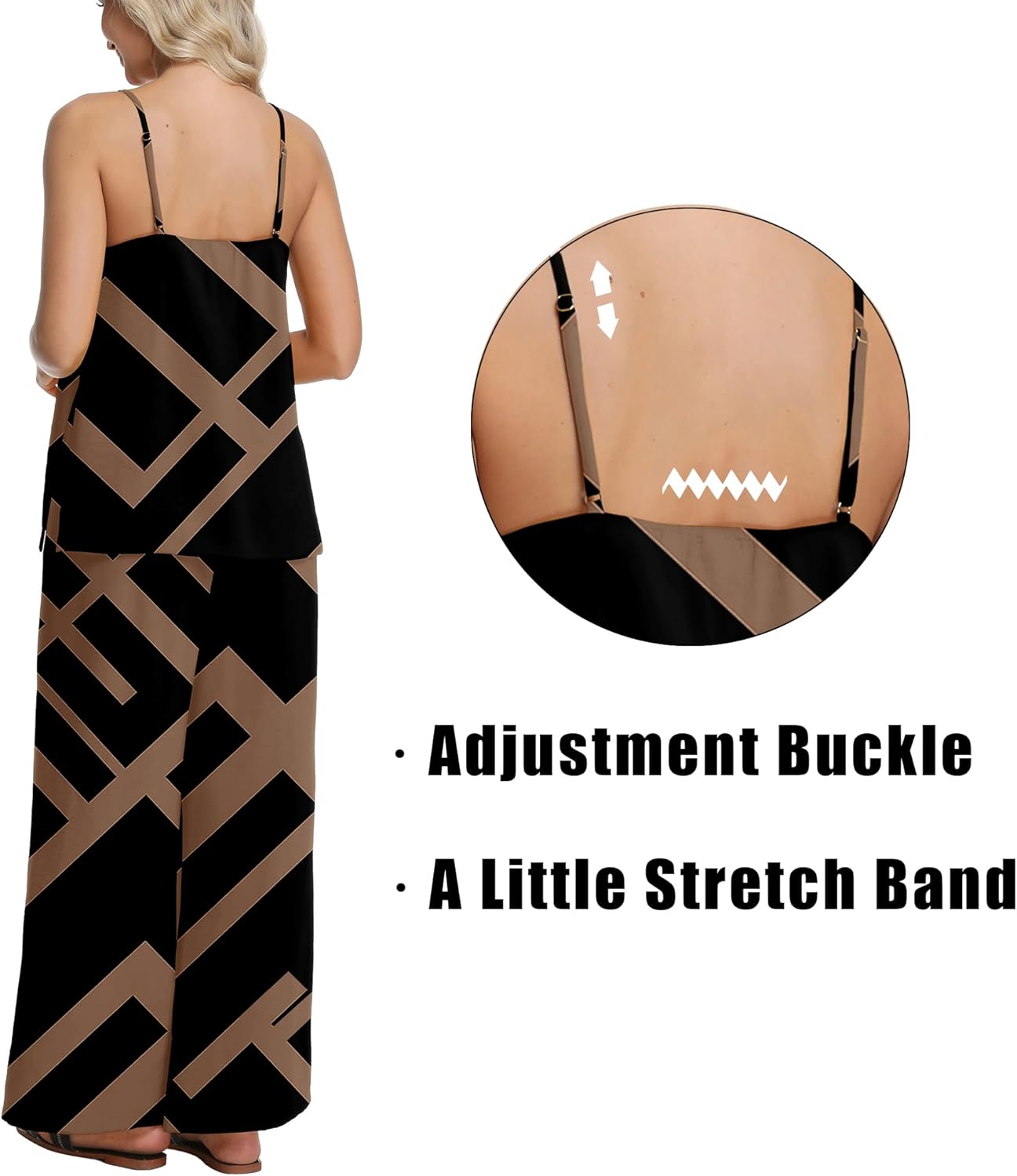 IWOLLENCE Women's 2 Piece Sets Spaghetti Strappy Tank Top and Long Pant with Pockets Lounge Matching Sets Beach Vacation - Image 3