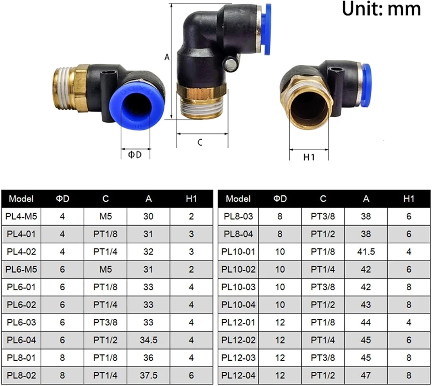PL 4/6/8/10/12MM Quick Release Fitting Compressor Accessories Pneumatic Fittings 10Pcs(12-01)