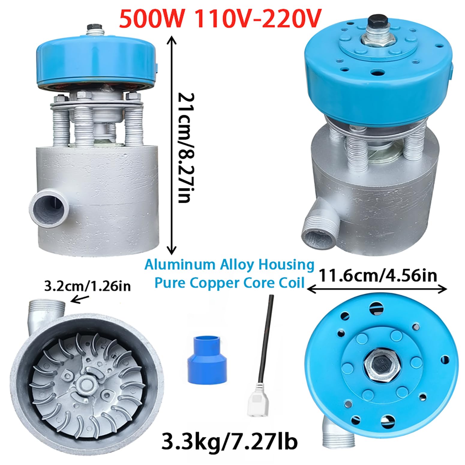 500W Generatori Idroelettrici Domestici 110V / 220V Generatore di Turbina Ad Acqua con Attacco di Ingresso, Generatore di Corrente Idroelettrica per Esterno, Illuminazione, Campeggio,500w