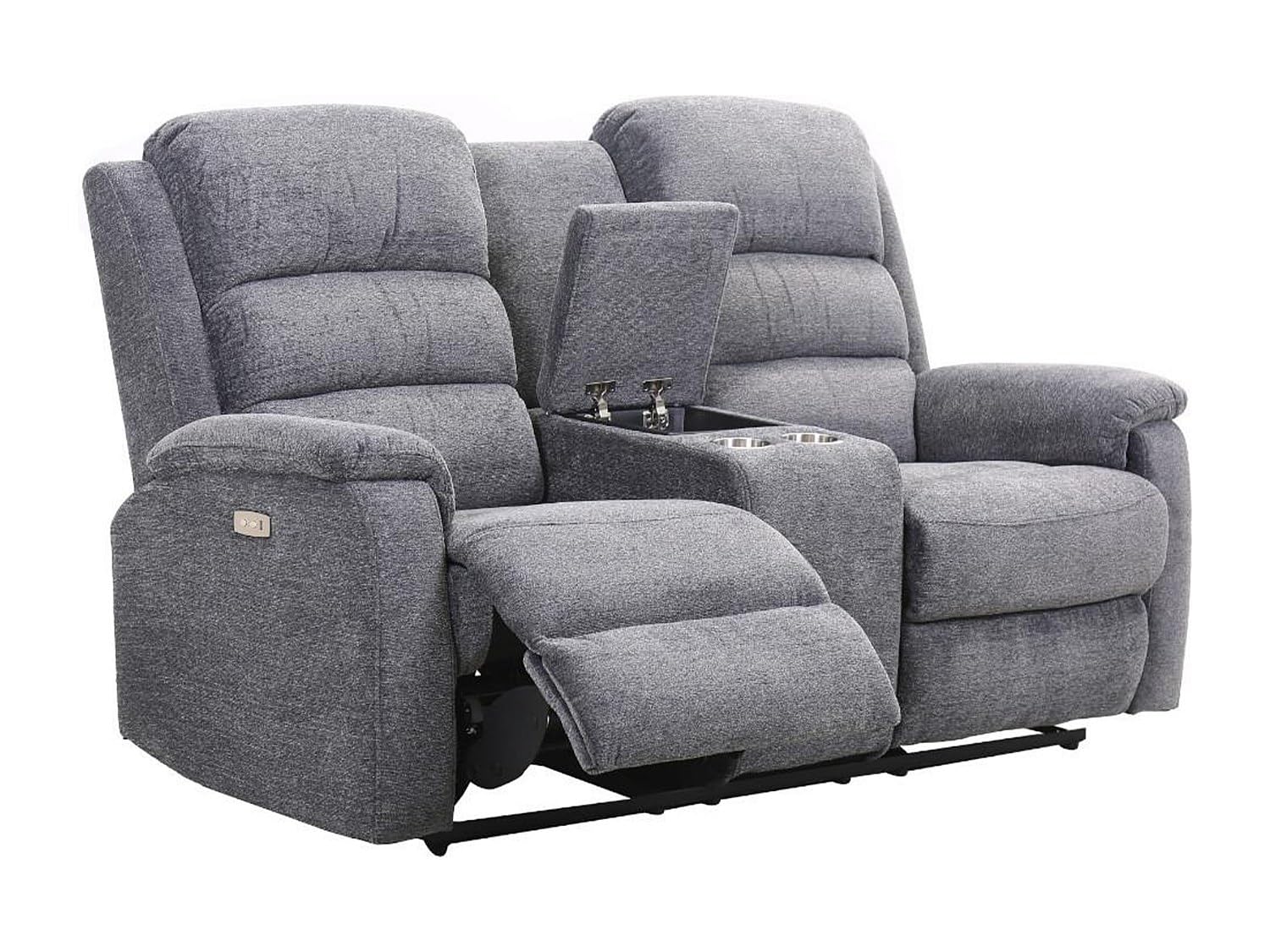 Vente-unique - Sofá Relax 2 plazas Nevers - poliéster - Gris