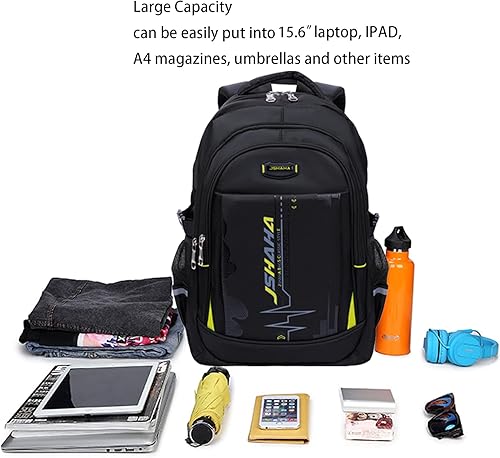 Miniatura 2 de Mochilas Bookbag Casual Hombro Daypack Mochila Viaje Mochila Negro, Typ3 Negro Amarillo, Mochila para Estudiantes