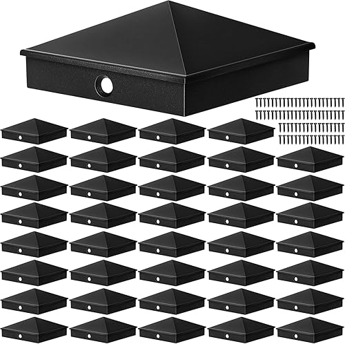 Dunzy 40 tapas para postes de 6 x 6 pulgadas, cubiertas de aluminio para postes de madera reales de 5.5 x 5.5 pulgadas con tornillos