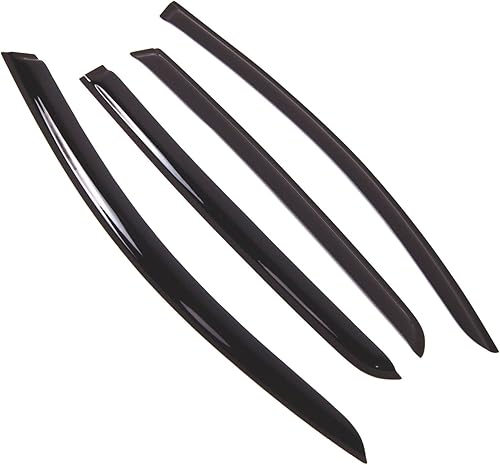 Miniatura 1 de Tuningpros WD2-749 Deflector de visera de ventana de montaje exterior, protector contra la lluvia, color humo oscuro, juego de 4 piezas compatible