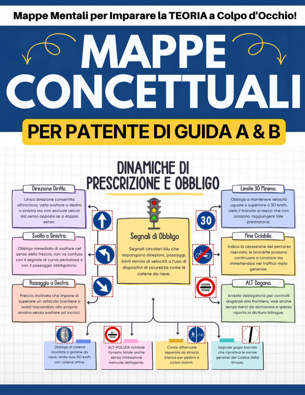 Mappe Concettuali per Patente di Guida A & B: 100+ Mappe Mentali per Imparare la TEORIA a Colpo d'Occhio - Include Simulatore Prove d'Esame Illimitate