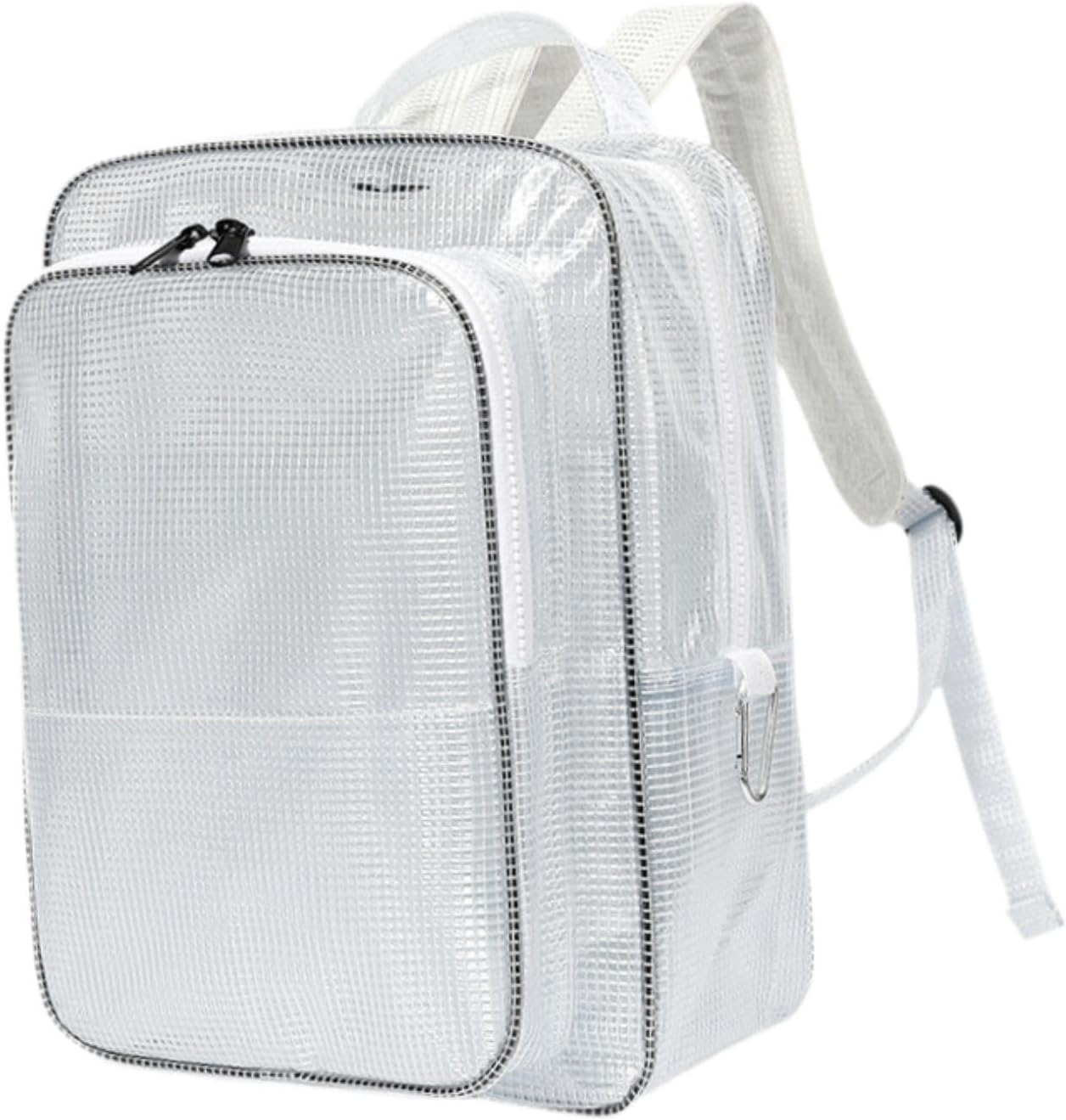 Tool Backpack Mesh Transparent Bag Practical, Storage Organizer Cleanroom Accessories for Industrial Electrician Technician, White, 30cmx20cmx40cm