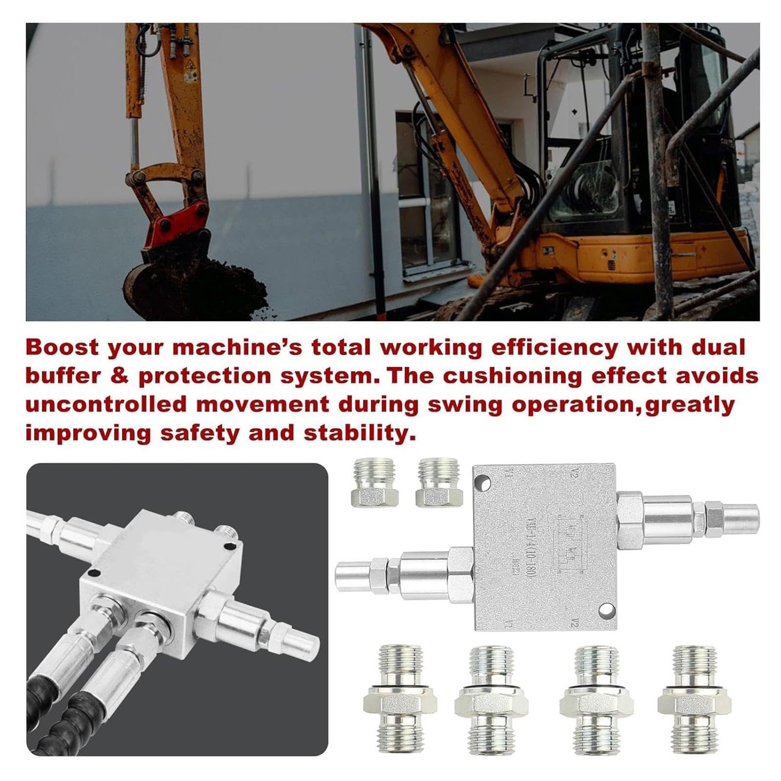AMONIDA Kit Valvola Ammortizzatore per Miniescavatore da 120 Cm per Tecnici di Riparazione di Miniescavatori Sostituzione Diretta Parti Usurate Del Motore Girevole Idraulico