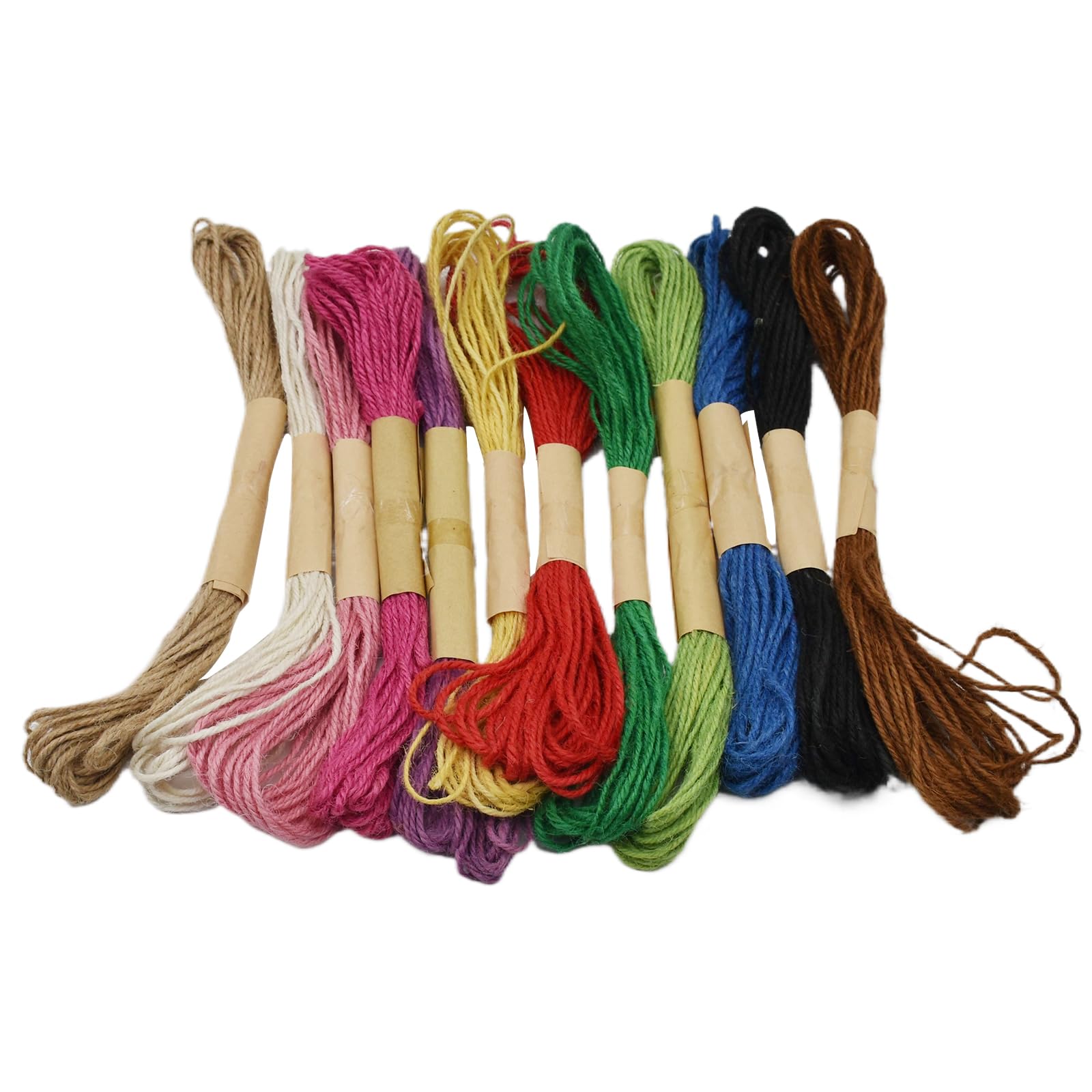 Jute Twine String for DIY Crafts,Skyzone 12 Rolls Natural Jute String for Gift Wrapping, Artworks,Decoration,Gardening,Picture Display (10m Each Roll) (12 Colors, 2mm in diameter)
