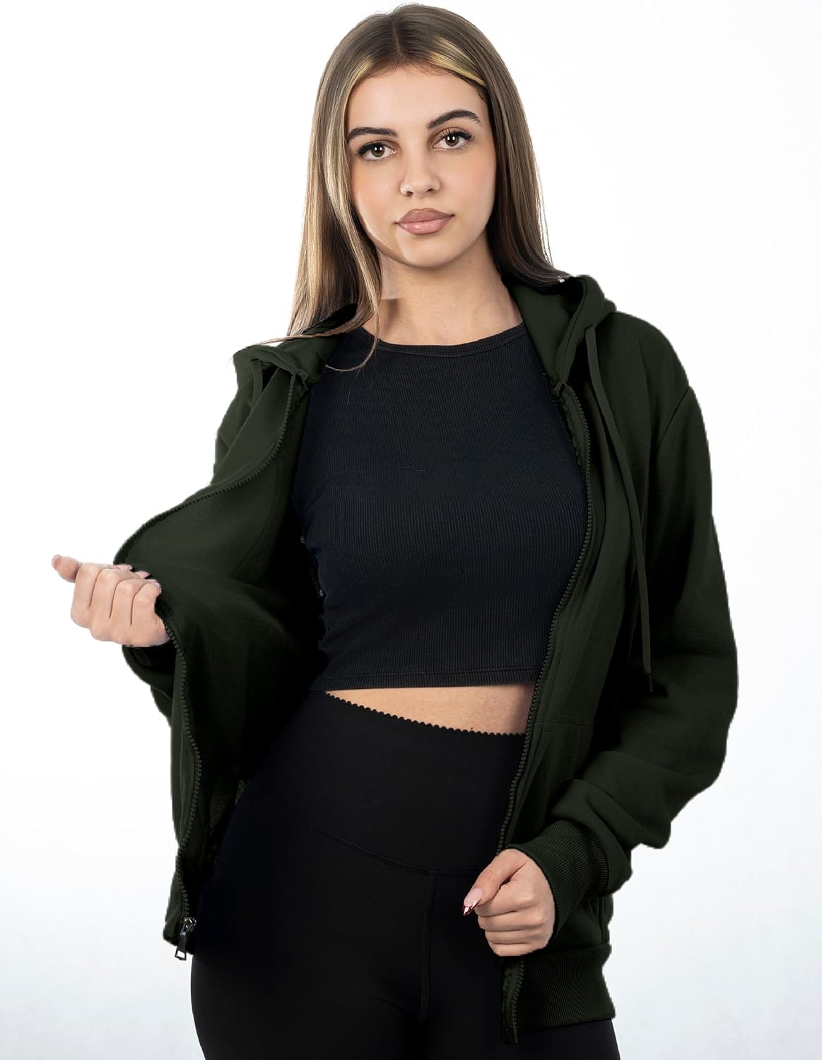 Oversized Zip Up Hoodie for Women, Soft Fleece Cotton Blend, Cozy Full Zip Sweatshirt - Image 5