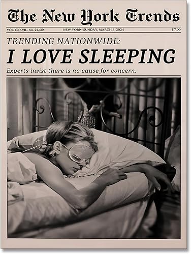 zphvaqd Arte de pared de periódico en blanco y negro, pósteres vintage para niña, impresiones femeninas fundibles, decoración de pared de moda para