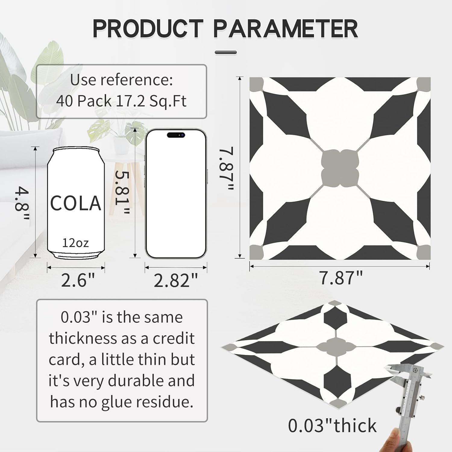 morcart peel and stick floor tile, self-adhesive diy vinyl flooring, removable and waterproof tile sticker for bathroom, kitchen, wall, bedroom, stairs (40pcs,7.87" x 7.87",black) black 40 tiles