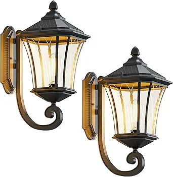 2 Pack Outdoor Wall Lights with Clear Glass Casing for Garage, Doorway, Entryway Patio and Bedside Christmas Decorations Indoor, Waterproof Exterior Wall Light Fixtures with E26 Base Socket