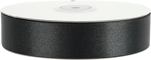 Miniatura 8 de MEEDEE Cinta negra de satén negro de 1 pulgada, cinta de satén de doble cara Lux por 50 yardas, cinta de poliéster negra para envolver manualidades,