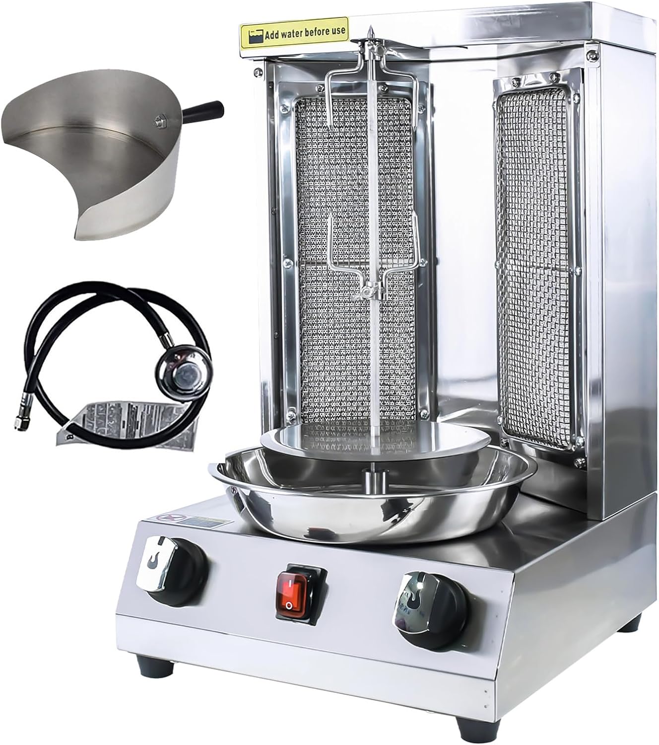 YOOKTEN Shawarma Grill Machine Gas Chicken Shawarma Cooker Machine Propane Doner Kebab Gyro Grill Machine with 2 Burner and Meat Catch Pan for Kitchen Restaurant