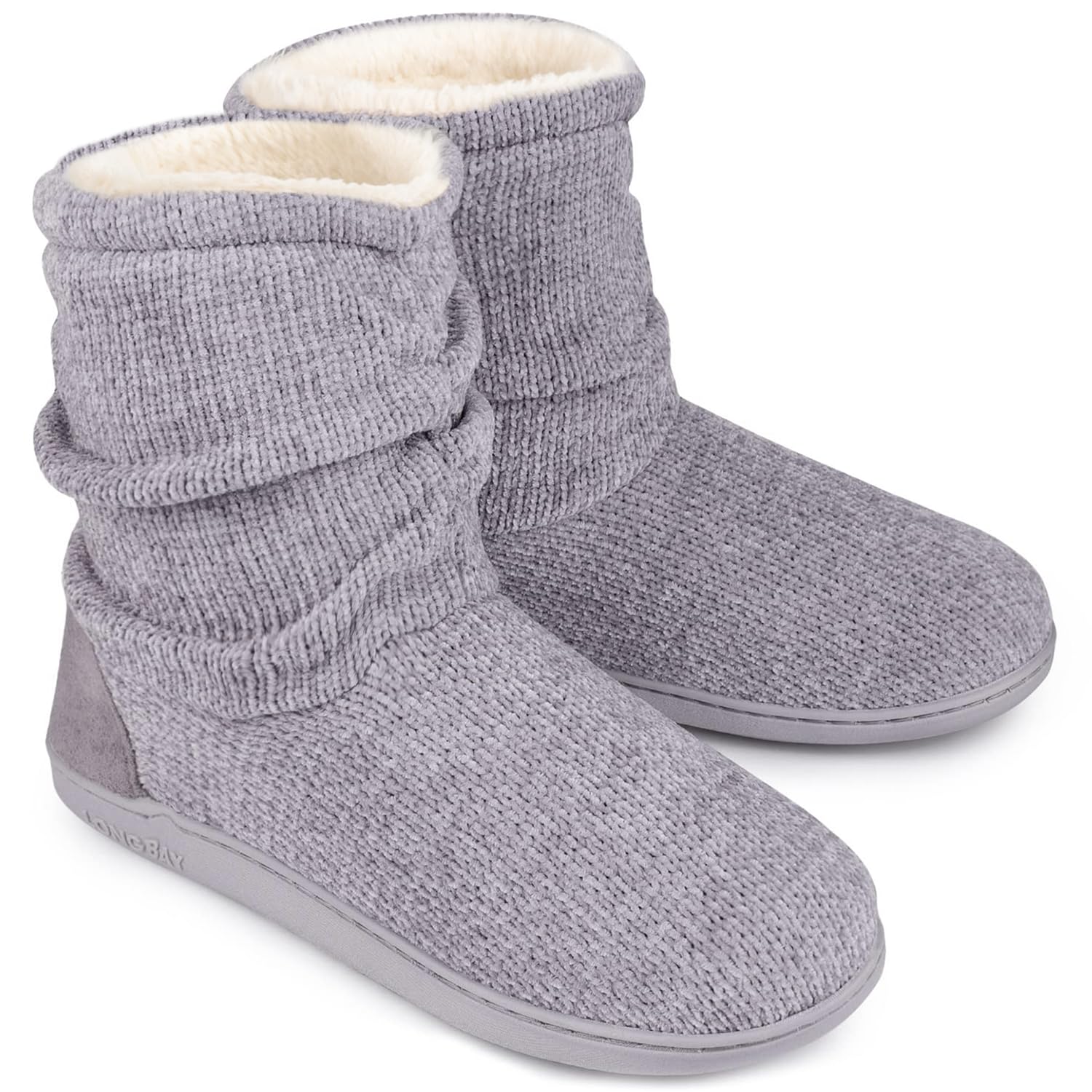 Women's Cozy Winter Slipper Boots Warm Chenille Knit Bootie Memory Foam Non-Slip Indoor Outdoor House Shoes