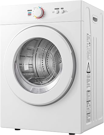 110V Compact Laundry Dryer, 1.8 cu.ft Front Load Stainless Steel Clothes Dryers with Stainless Steel Tub, Control Panel Downside Easy Control for 4 Automatic Drying Mode, White