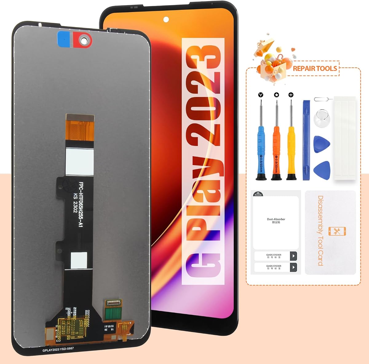 Pantalla para Motorola Moto G Play 2023 Reemplazo de pantalla para Moto XT2271 Pantalla LCD XT2271-5, XT2271DL Piezas de reparación del ensamblaje del digitalizador de pantalla táctil （Negro）
