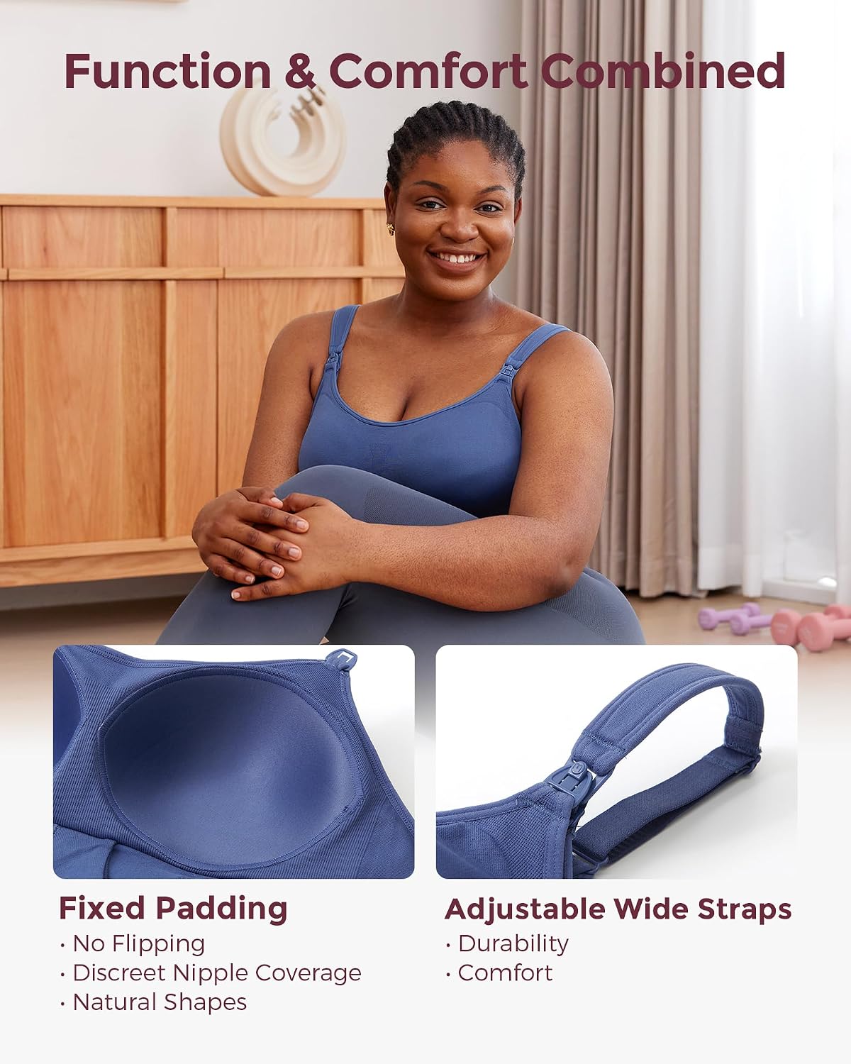 Momcozy Pumping Bra Hands Free, All-in-One Nursing Bras for Breastfeeding & Pumping, Fixed Padding for Enhanced Shape