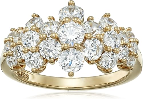 Tienda Collection Yellow Gold Plated Sterling Silver Infinite Elements Cubic Zirconia Cluster Ring