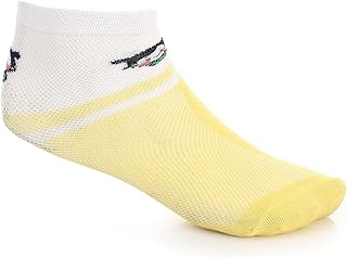 Red Cotton Socks For Girl - Simple Elegant -Yellow & white, 8 Years