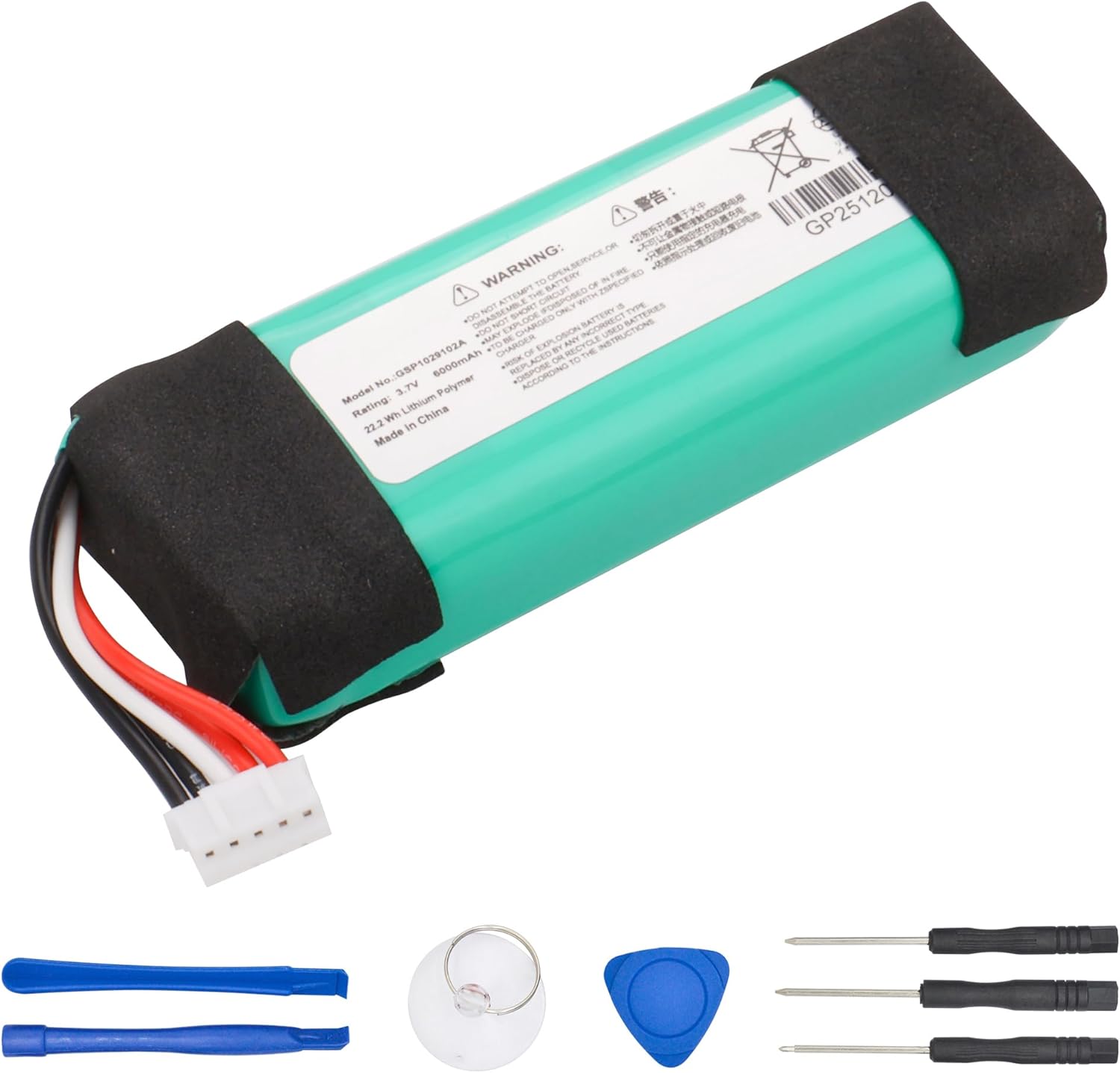 GSP1029102R Replacement Battery for JBL Charge 2 Plus Charge 2+ Charge 3 2015 Charge 3 2015 Version Portable Bluetooth Speaker 6000mAh Li-ion Battery 3.7V 6000mAh