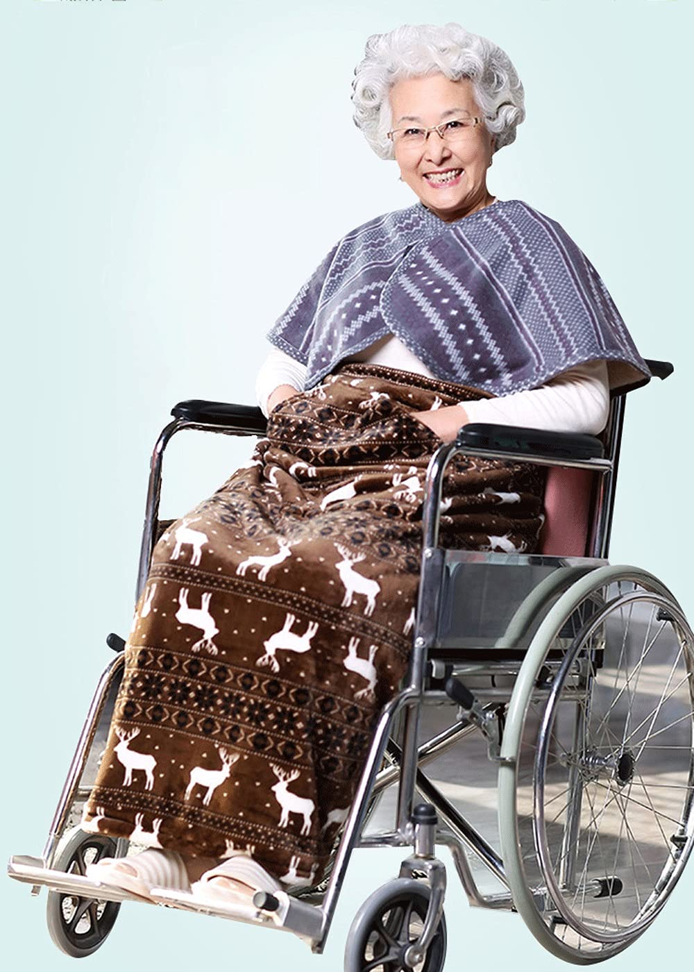 Funda para Silla de Ruedas | Manta térmica para Silla de Ruedas | Saco de Dormir para piernas y pies con protección a Prueba de Viento para Personas con discapacidad en Invierno. M