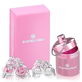 Eargasm High Fidelity Earplugs with Pink Filters - Reusable Noise Reduction Hearing Protection Ear-Plugs with Carrying Case for Concerts, Festivals, Raves, Musicians, Live Music, Sporting Events