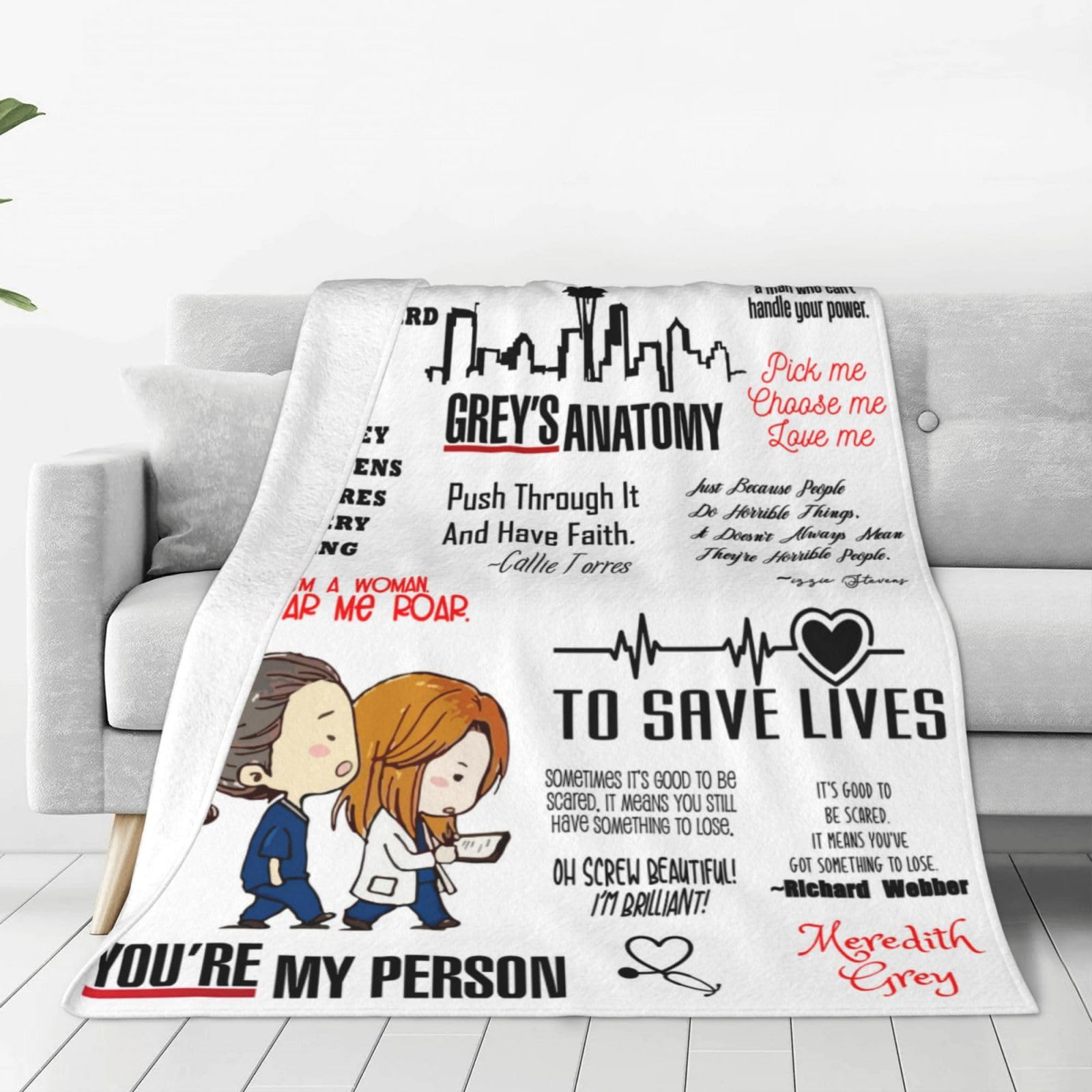 Greys Blanket Fleece Throw Blanket Lightweight Quote Super Soft Blankets Funny Blankets & Throws Decor for Home Couch Bed Sofa Picnic Plush Travel Blankets 50"x40"