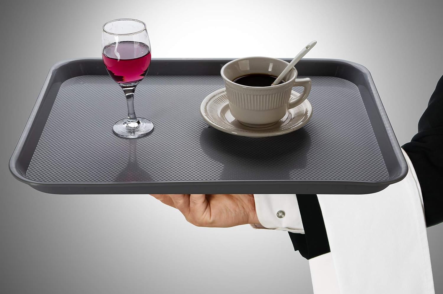 Rectangular Plastic Serving Trays,Fast Food Serving Cafeteria Trays,17"X13",Set of 6 (Grey) - Image 5