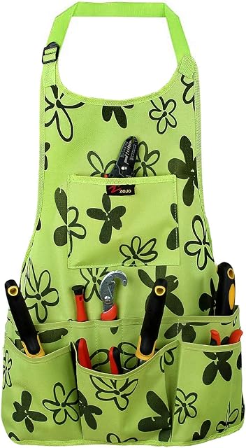 Discoball Oxford Cloth Garden Apron Thickening Garden Tools Belt Multifunction Waterproof Wear-resistant for Women Men (Green)