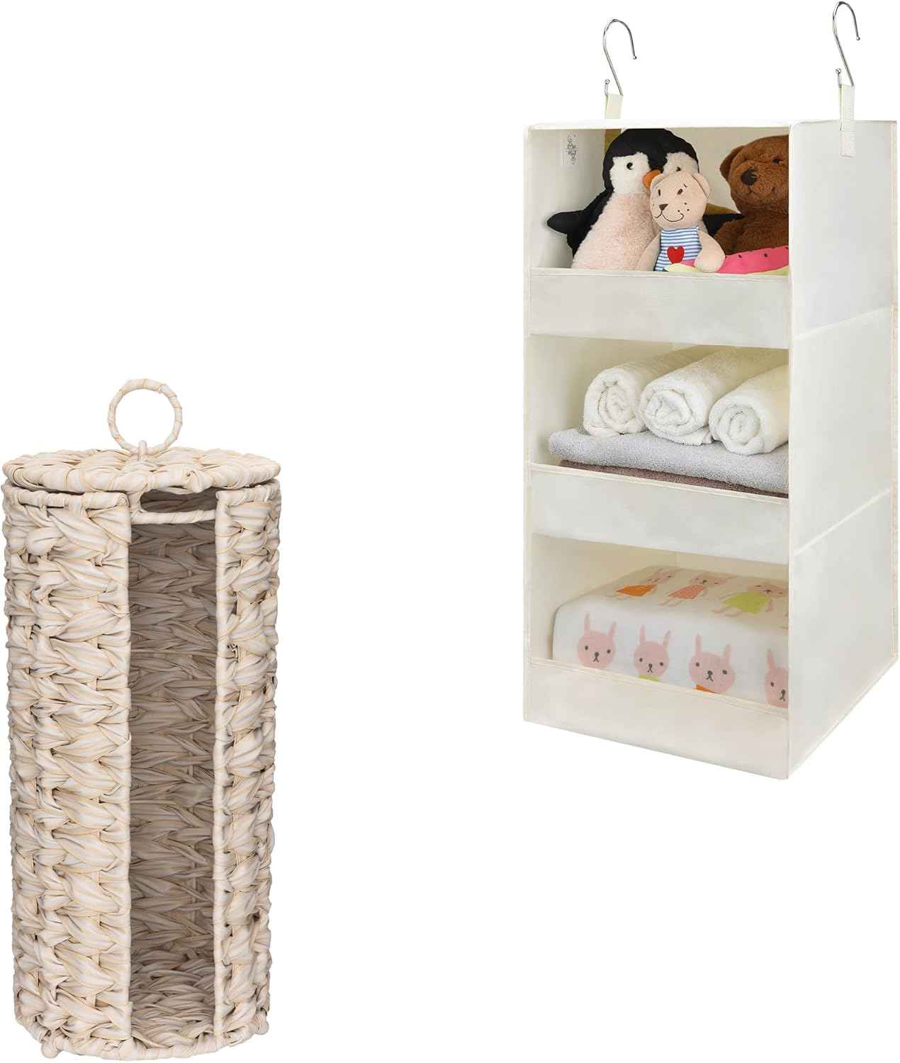 GRANNY SAYS Bundle of 1-Pack Wicker Baskets Storage & 2-Pack Hanging Closet Organizer