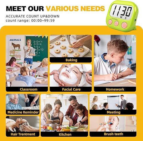 Miniatura 6 de Temporizadores de aula para profesores y niños, temporizador digital magnético grande, suministros para profesores, paquete de 12, azul y verde