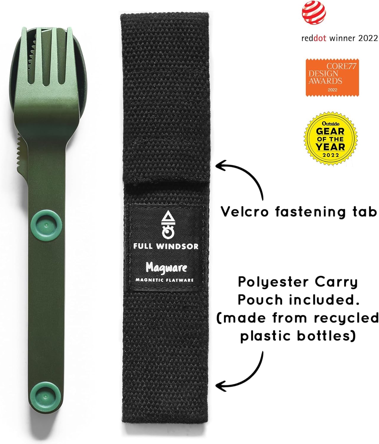 magnetic camping cutlery set compact pouch and utensils