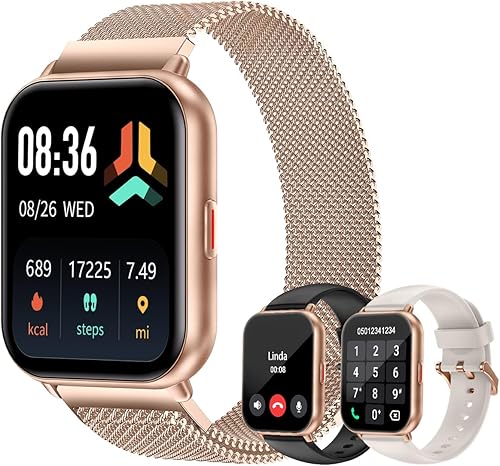 Relojes inteligentes para mujeres y hombres (respuestahacer llamadas, 3 bandas), reloj de seguimiento de fitness de 1.85 pulgadas para teléfonos