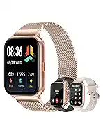 Smart Watches for Women Men (Answer/Make Calls, 3 Bands), 1.85" Fitness Tracker Watch for iPhone/Android Phones with Heart Rate Monitor Sleep/Steps Tracker 100+ Sports Pedometer Waterproof Gold